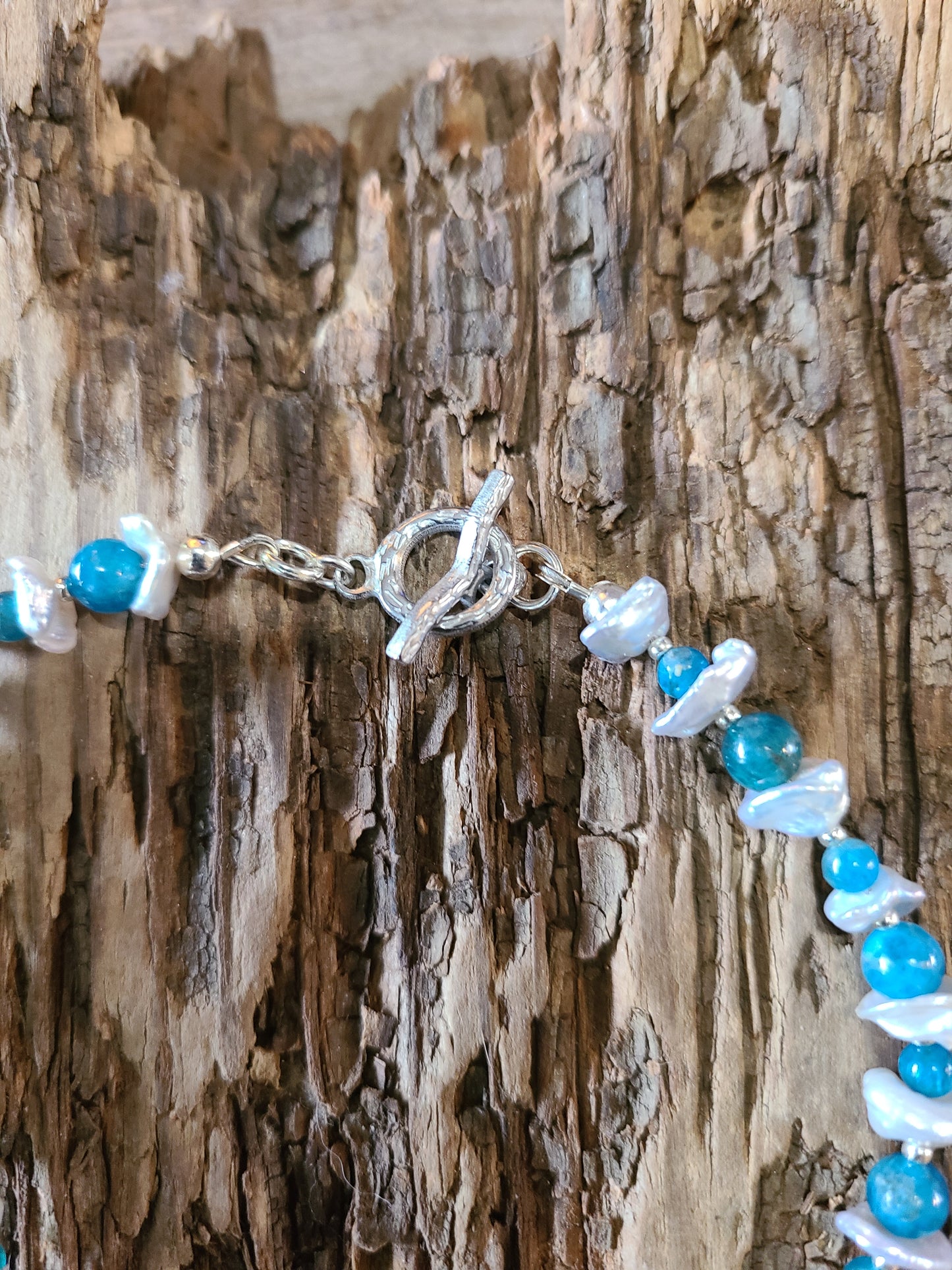Neon Apatite & Pearl Bracelet - JBNPS101