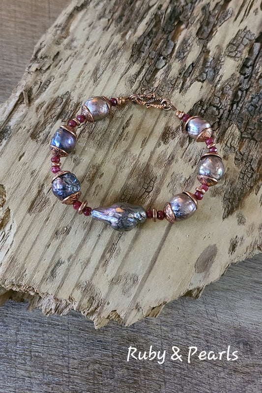 Baroque Pearl & Ruby Bracelet - JBPRC101