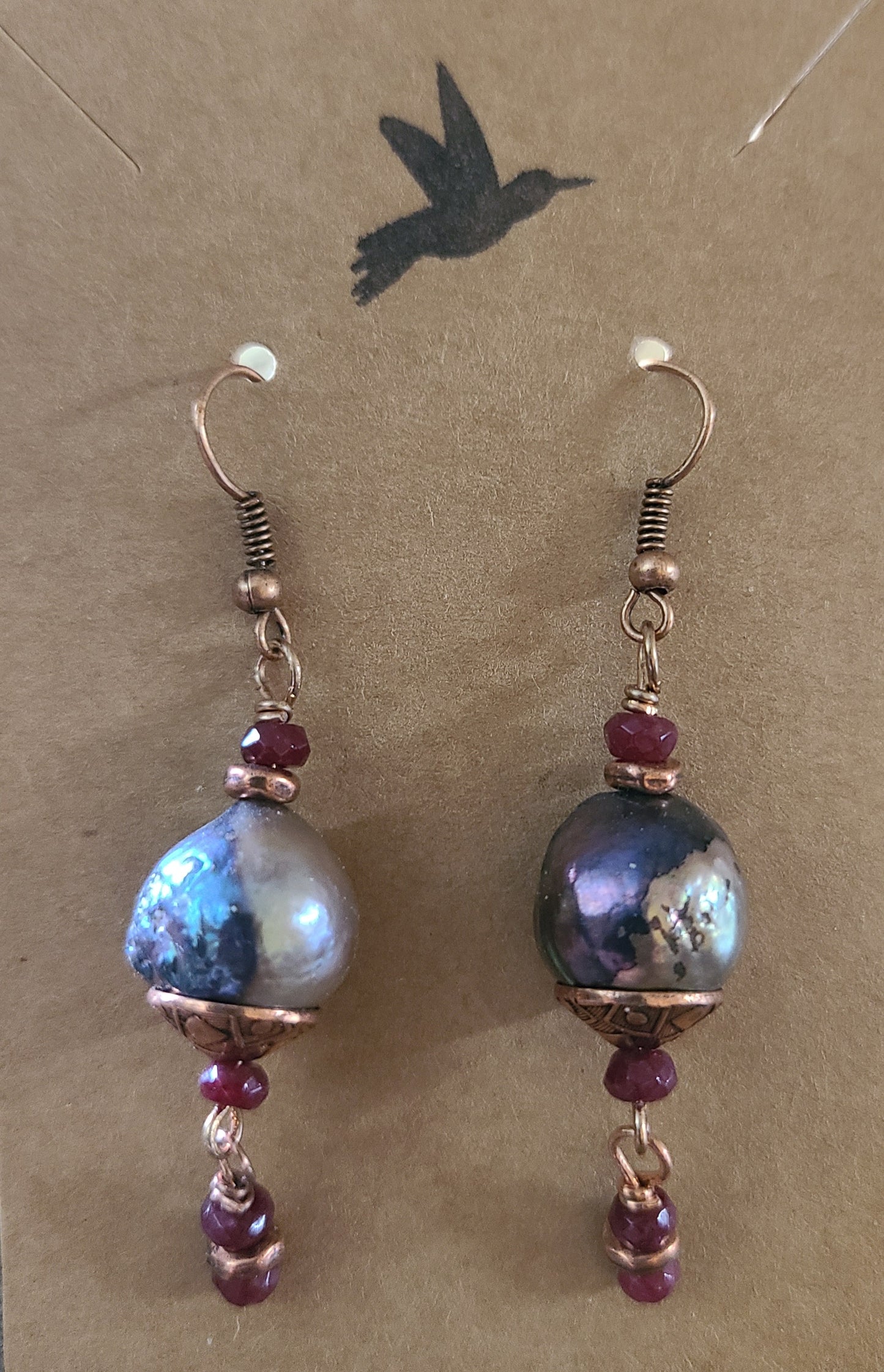 Baroque Pearl & Ruby Earrings - JEPRC101