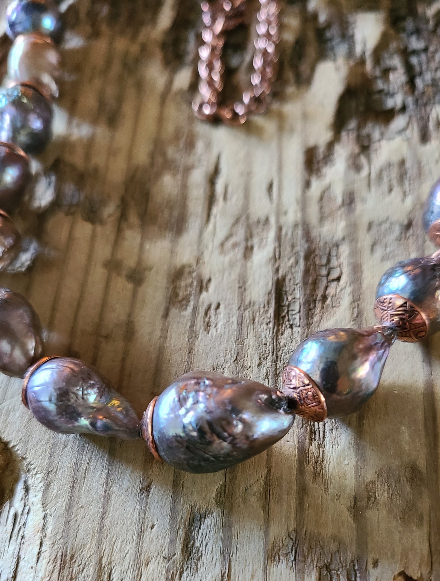 Baroque Pearl & Coppertone Necklace - JNPC101