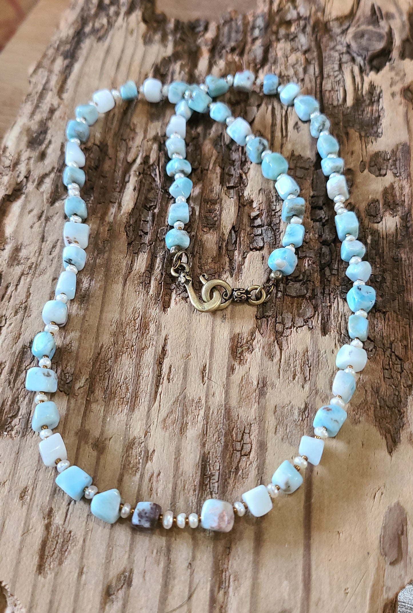 Larimar & Pearl Necklace - JNLPB101