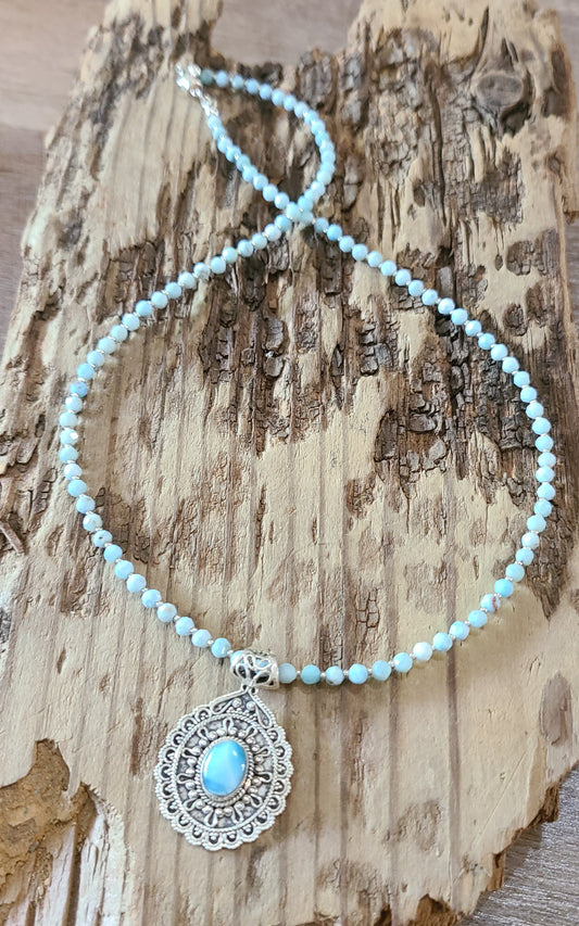 Larimar Necklace & Pendant  - JNLS101