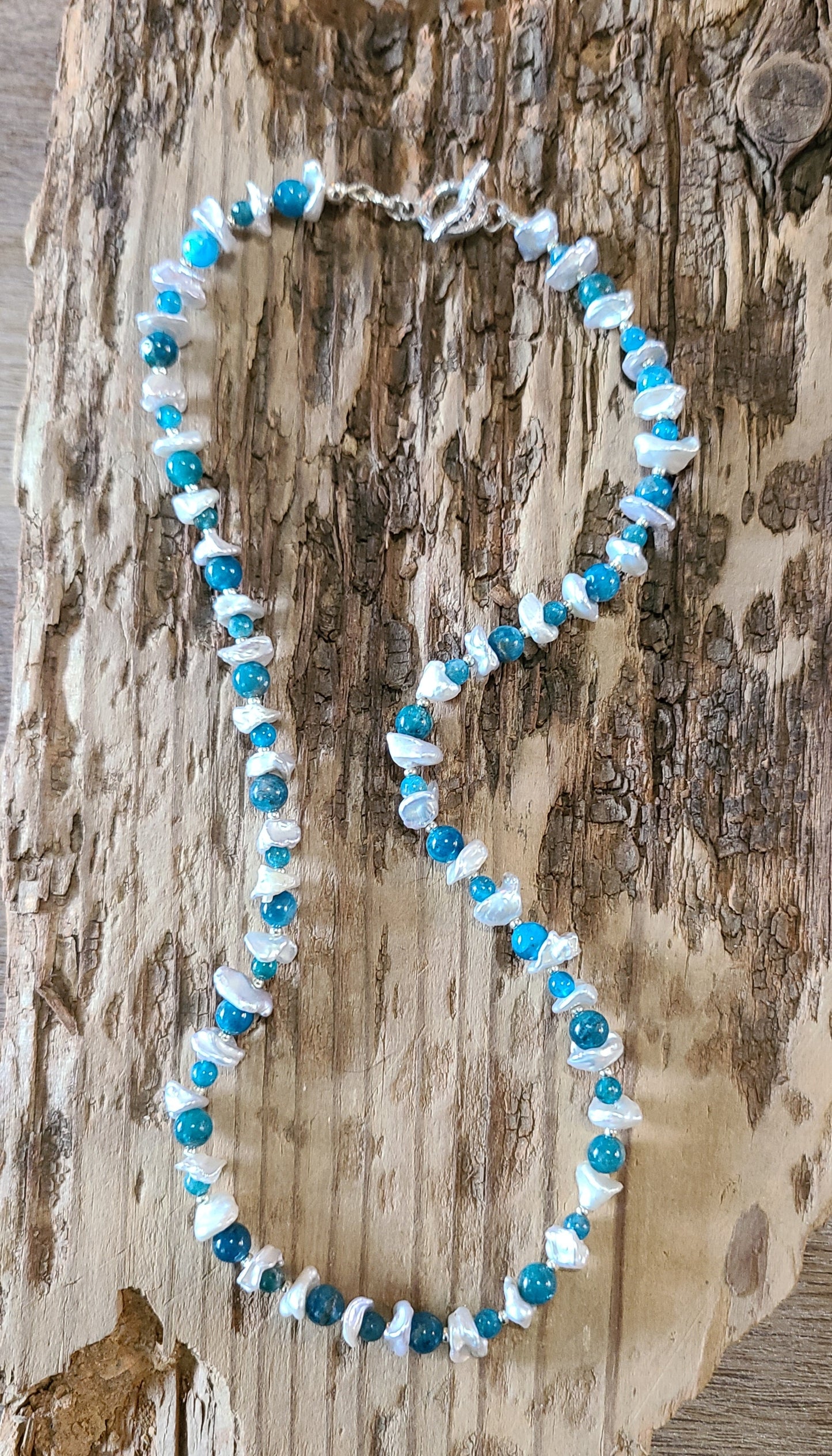 Neon Apatite & Pearl Necklace - JNNPS101