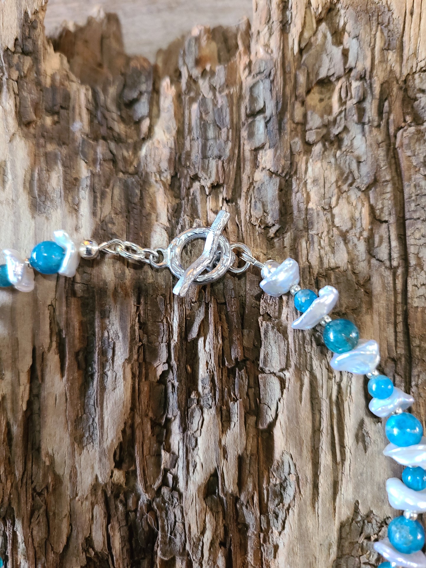 Neon Apatite & Pearl Bracelet  - JBNPS101