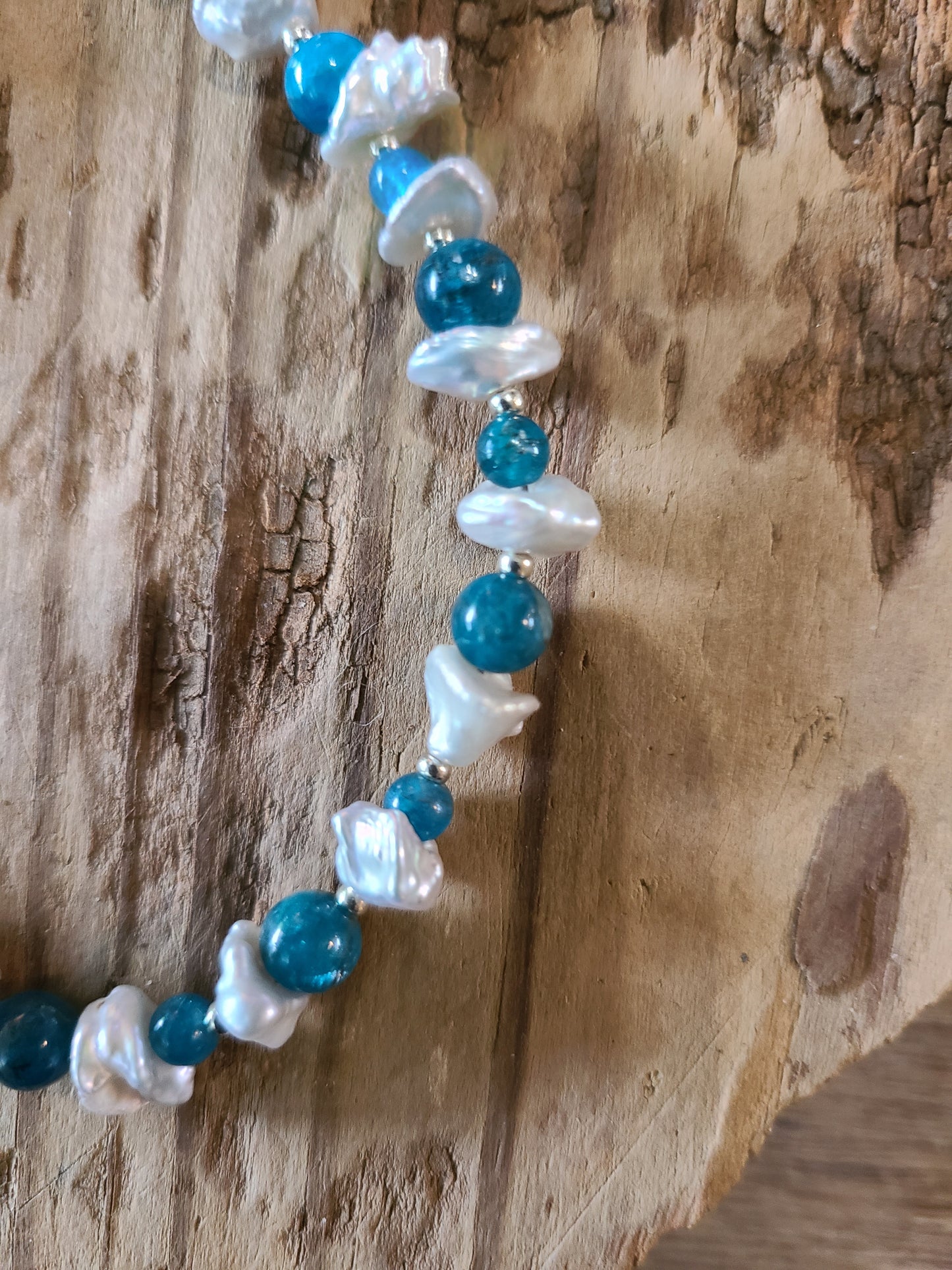 Neon Apatite & Pearl Necklace - JNNPS101