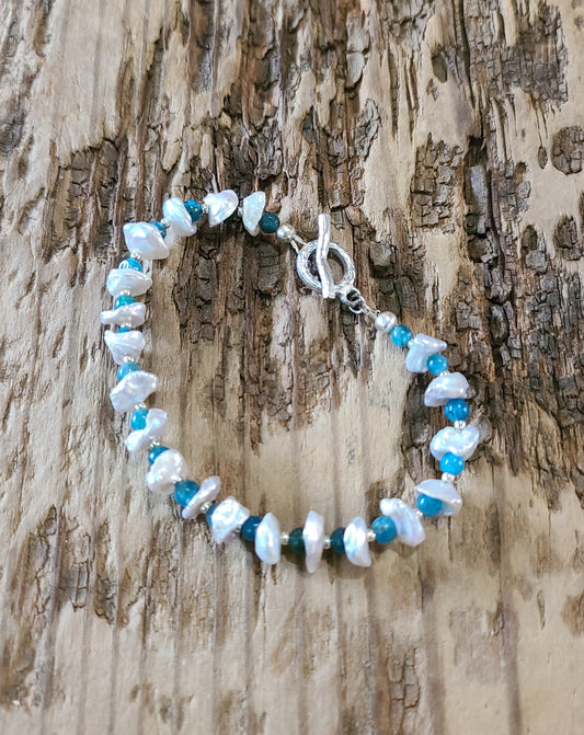 Neon Apatite & Pearl Bracelet  - JBNPS101