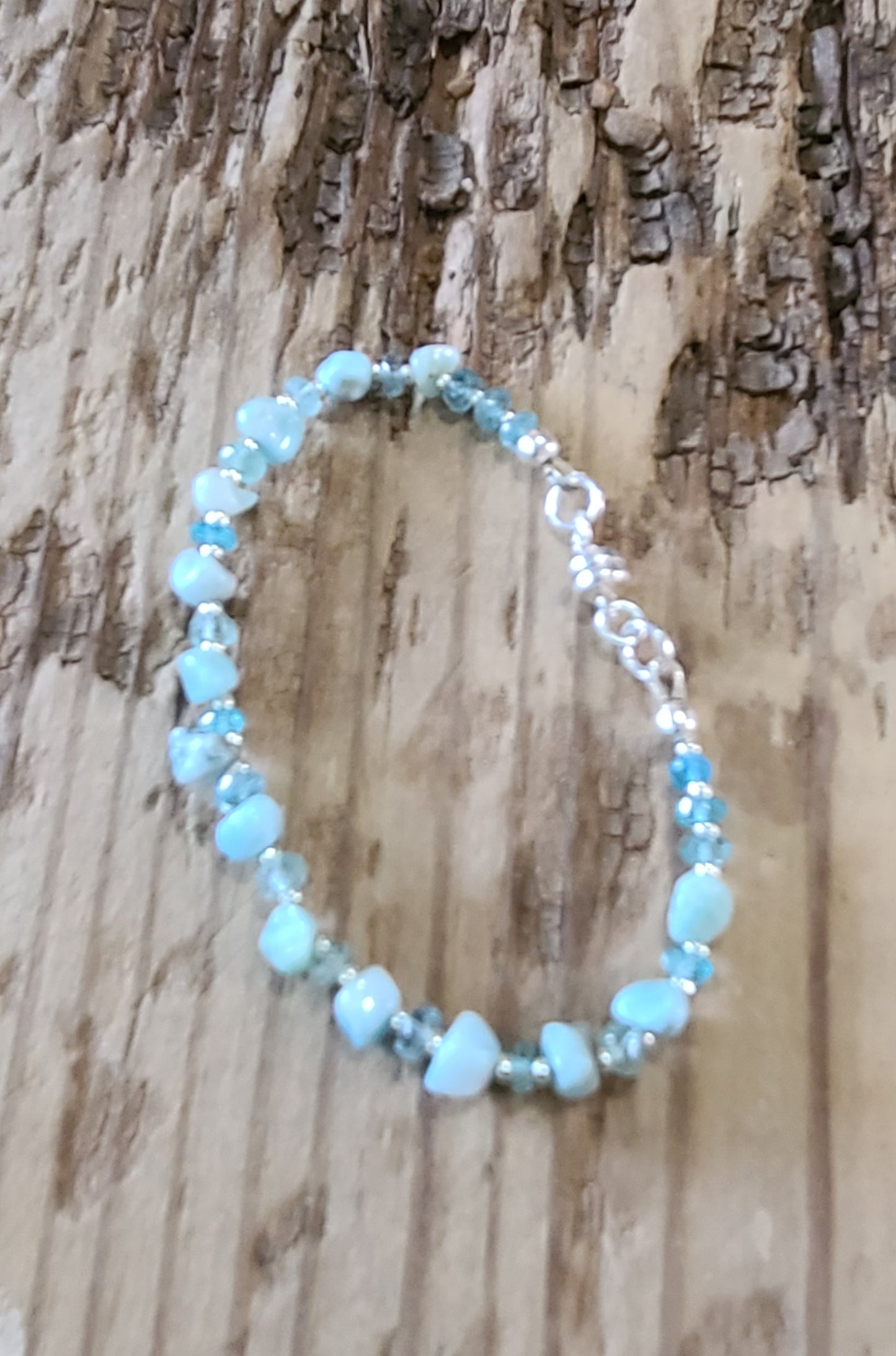 Larimar & Neon Apatite Necklace & Bracelet Set - JNLS107