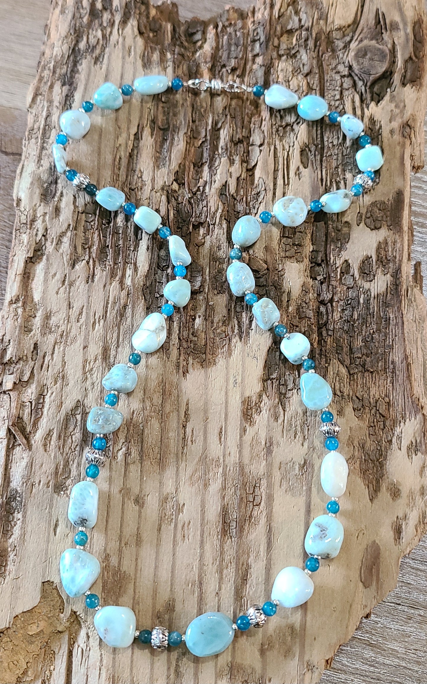 Larimar & Neon Apatite Necklace - JNLS106