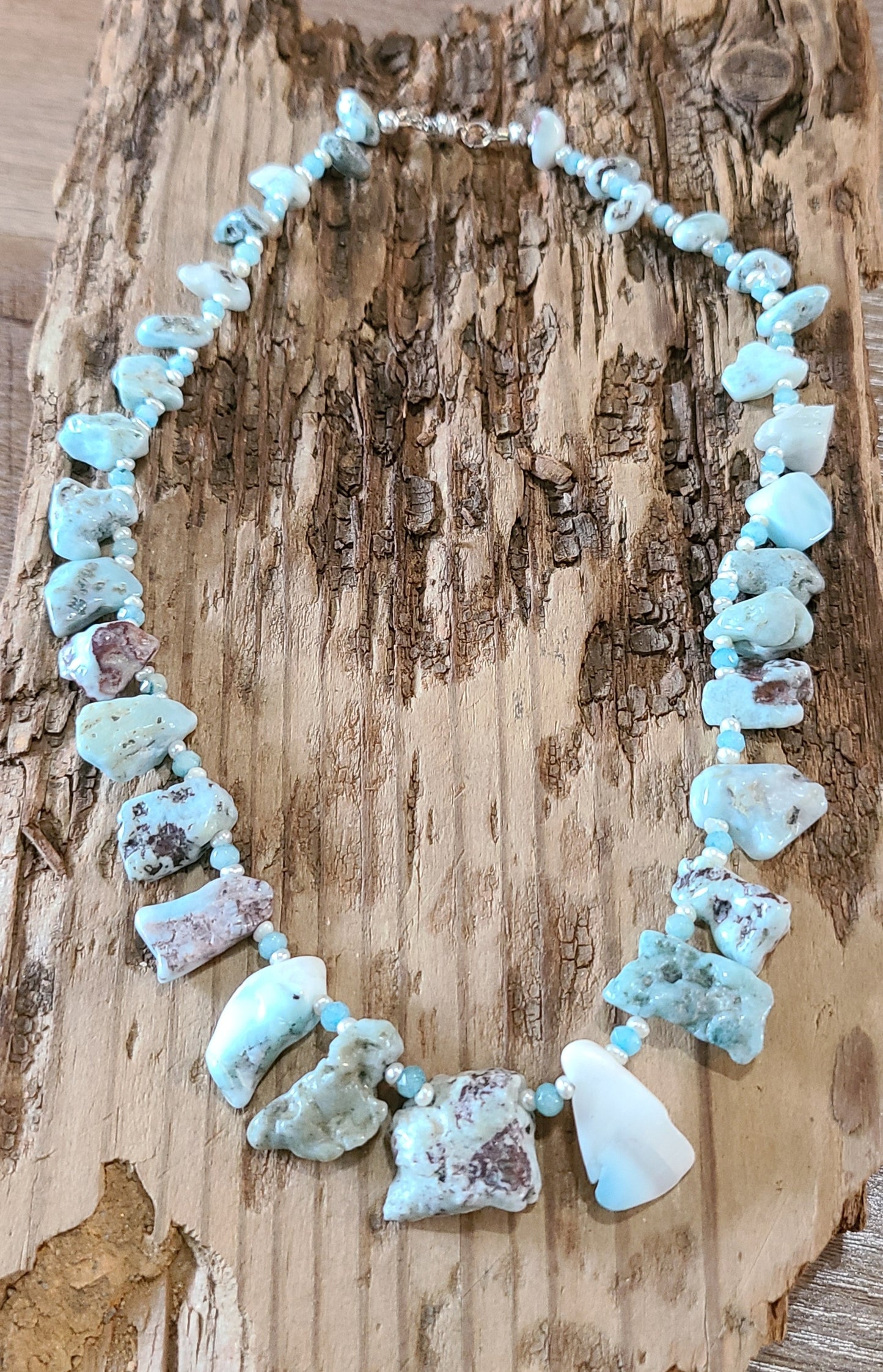 Larimar & Pearl Necklace - JNLS105