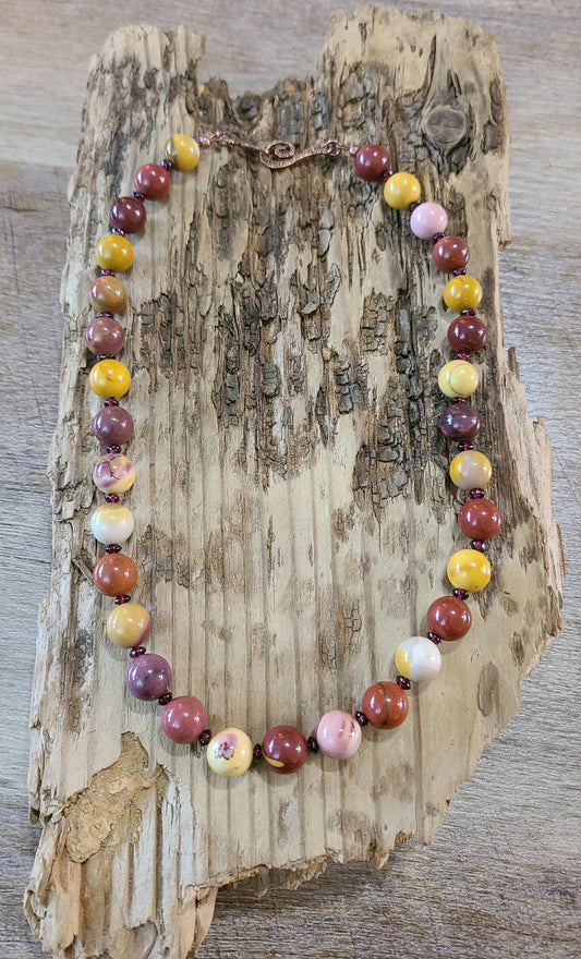 Mookaite, Garnet & Coppertone Necklace  - JNMC103