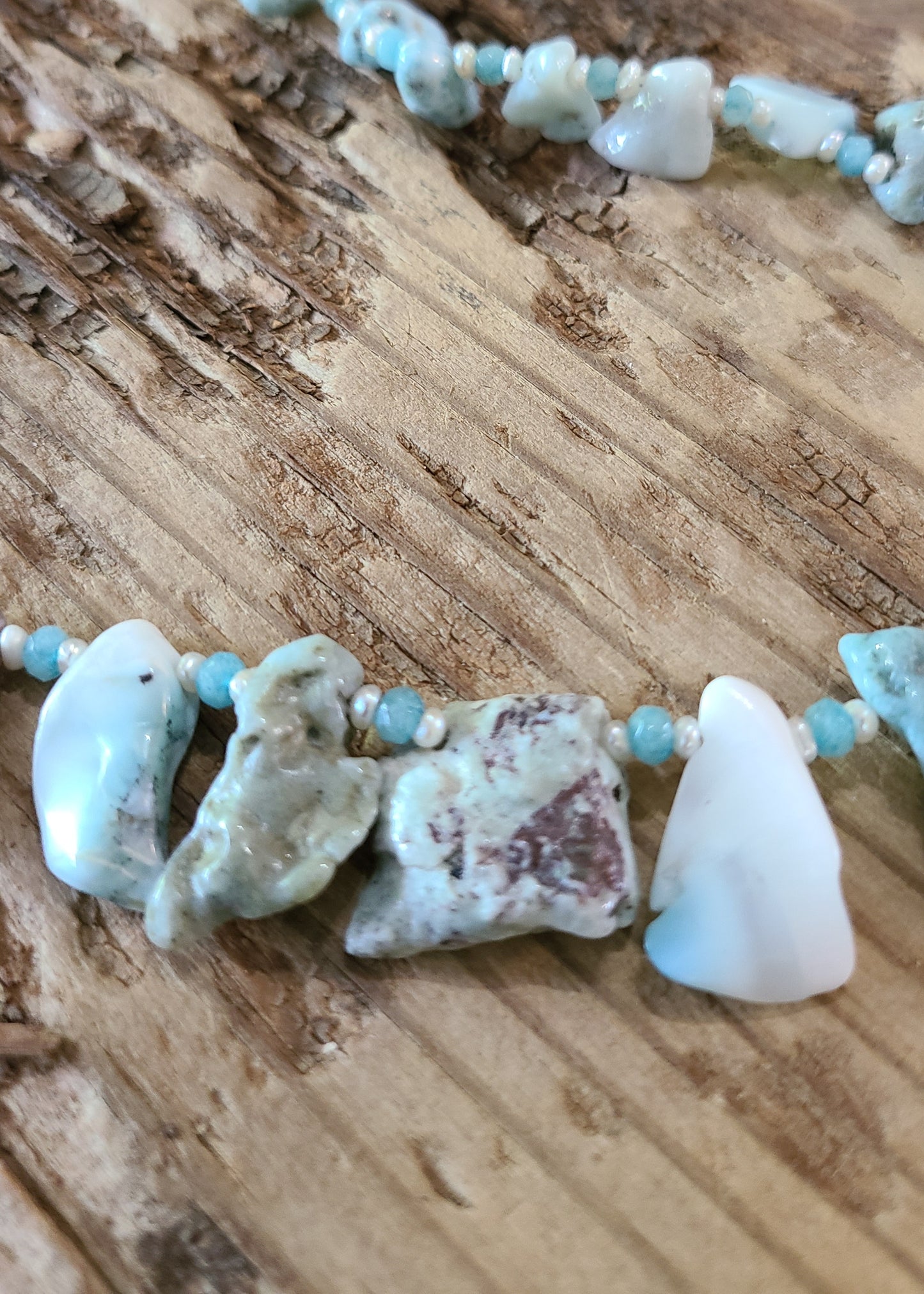 Larimar & Pearl Necklace - JNLS105