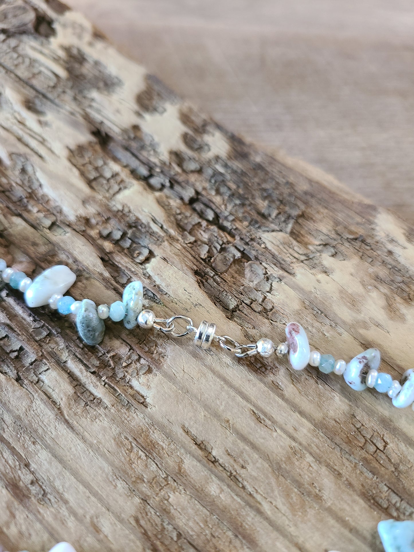 Larimar & Pearl Necklace - JNLS105