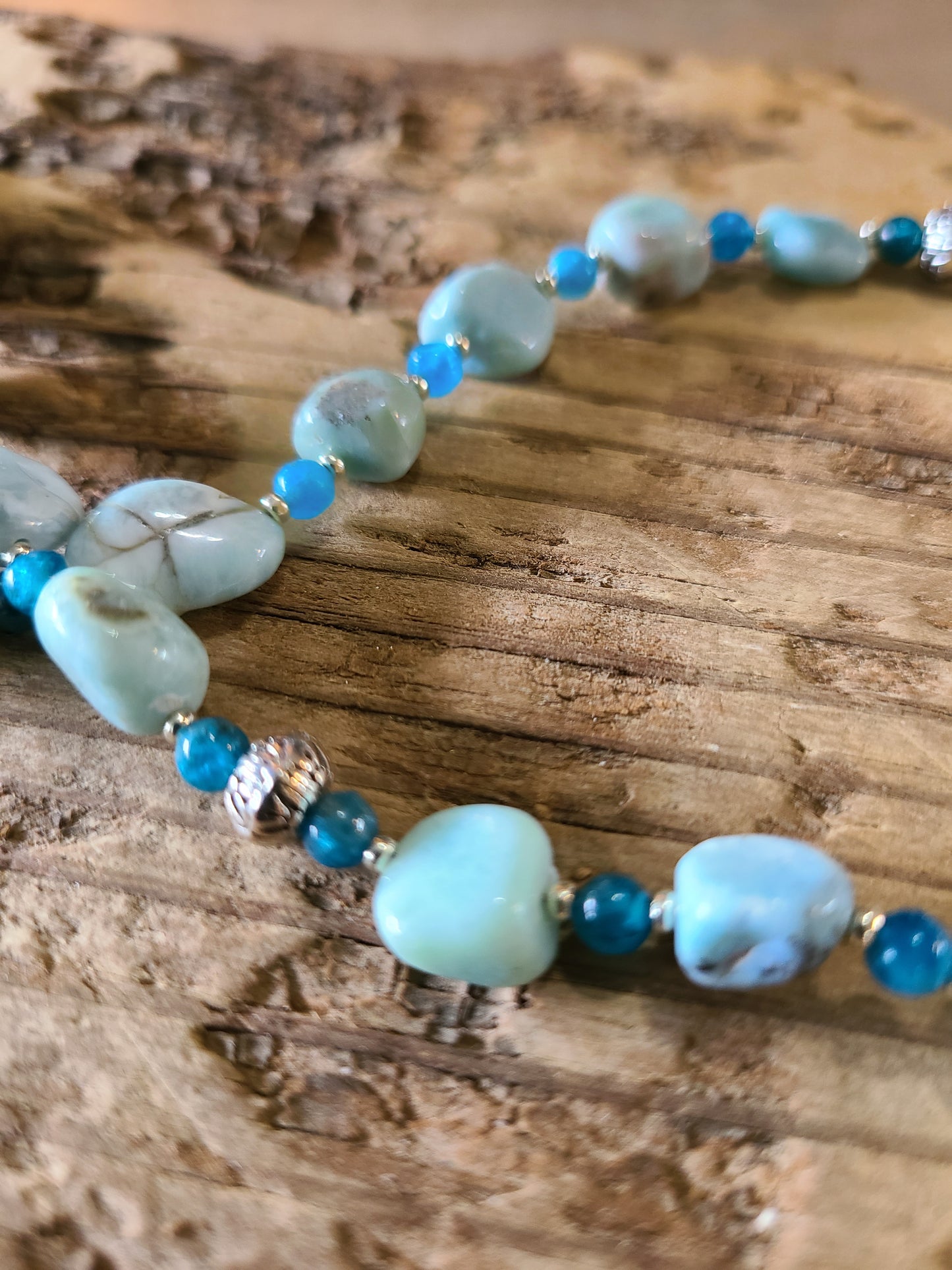 Larimar & Neon Apatite Necklace - JNLS106