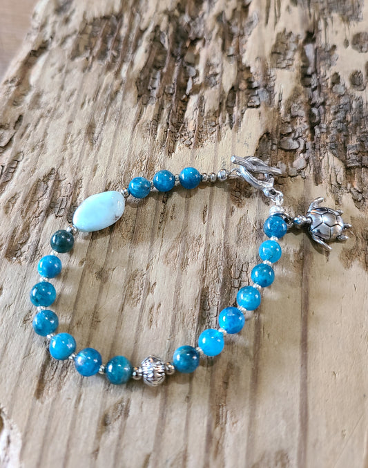 Larimar & Neon Apatite Bracelet  - JBLS101