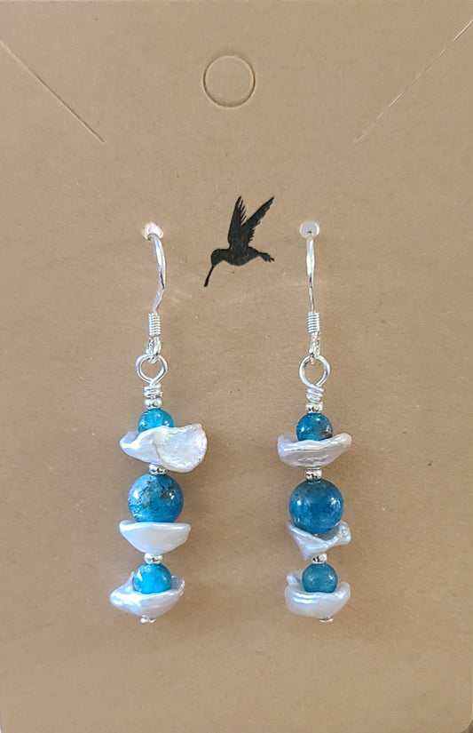 Neon Apatite & Pearl Earrings  - JENPS102